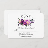 Cartons Réponse Mariage d'aquarelle violet ultra violet (Devant / Derrière)