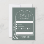 Cartons Réponse Mariage d'arche boho moderne sauge vert (Devant)