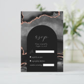 Cartons Réponse Mariage d'arche d'arche d'or Rose noir moderne (Debout devant)