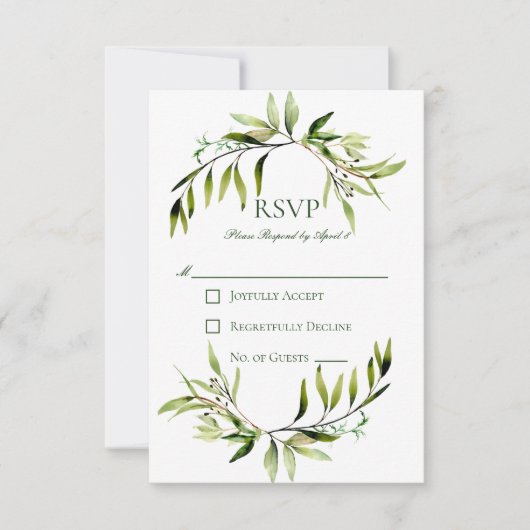 Cartons Réponse Mariage d'armature de verdure rustique (Devant)