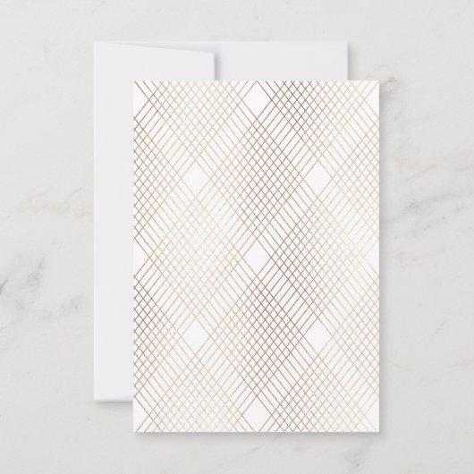 Cartons Réponse Mariage d'Art Déco Géométrique Ovale Blanc Or (Dos)