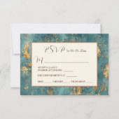 Cartons Réponse Mariage d'art moderne turquoise Gold Elegant (Devant)