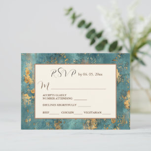 Cartons Réponse Mariage d'art moderne turquoise Gold Elegant
