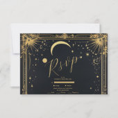 Cartons Réponse Mariage d'astronomie de la Lune d'or noir céleste (Devant)