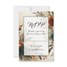 Mariage d'automne aux fleurs orange brûlé et bleue