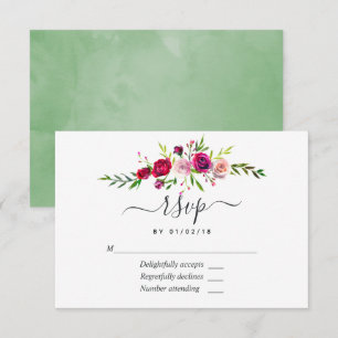 Cartons Réponse Mariage d'automne Bourgogne et Blush