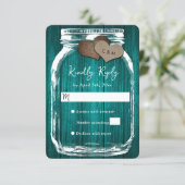 Cartons Réponse Mariage d'automne en pot Mason en bois rustique sa (Debout devant)