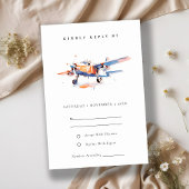Cartons Réponse Mariage d'avion bleu orange bleu