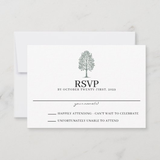 Cartons Réponse Mariage de Aspen vert Sage (Devant)