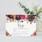 Cartons Réponse Mariage de automne d'aquarelle Bourgogne d'automne (Debout devant)