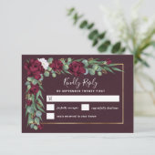 Cartons Réponse Mariage de automne d'aquarelle florale de Bourgogn (Debout devant)