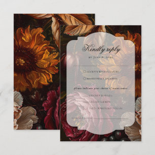 Cartons Réponse Mariage de automne de fleurs baroques Moody foncé