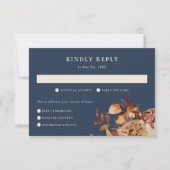 Cartons Réponse Mariage de automne de marine (Devant)