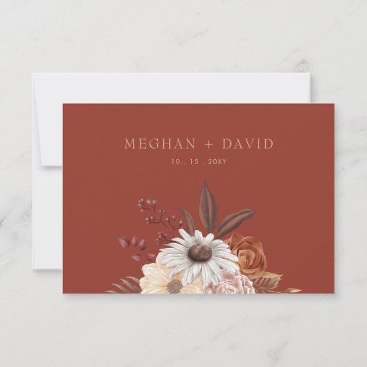 Cartons Réponse Mariage de automne de script manuscrit rustique mo (Dos)