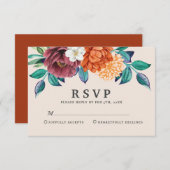 Cartons Réponse Mariage de automne en terre cuite orangée moderne (Devant / Derrière)