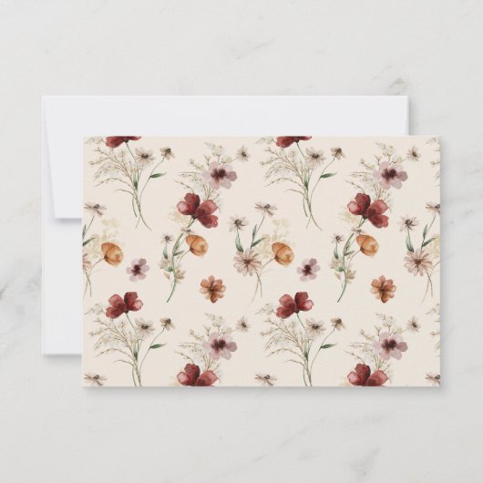 Cartons Réponse Mariage de automne Fleur sauvage Boho QR Code cart (Dos)