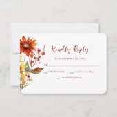 Cartons Réponse Mariage de automne Floral de rouille orange brûlée (Devant)