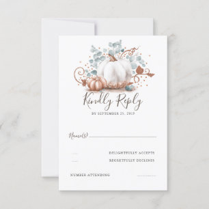Cartons Réponse Mariage de automne rose d'or et de blanc Citrouill