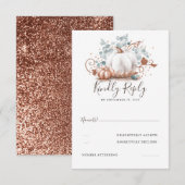 Cartons Réponse Mariage de automne rose d'or et de blanc Citrouill (Devant / Derrière)