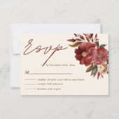 Cartons Réponse Mariage de automne rouge Bourgogne et rose rousse (Devant)