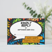 Cartons Réponse Mariage de bande dessinée typographique moderne (Debout devant)