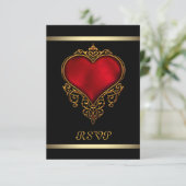 Cartons Réponse Mariage de Black Red Heart (Debout devant)