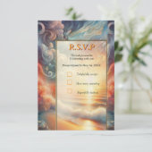 Cartons Réponse Mariage de bord de mer Célébrations sur la plage (Debout devant)