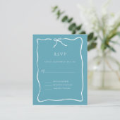 Cartons Réponse Mariage de bordure de script Whimsical bleu (Debout devant)