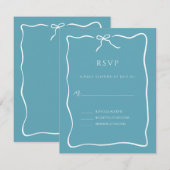 Cartons Réponse Mariage de bordure de script Whimsical bleu (Devant / Derrière)