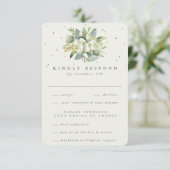 Cartons Réponse Mariage de bouquet Navy/Creme Snowberry+Eucalyptus (Debout devant)