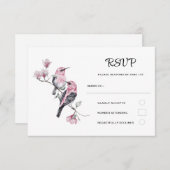 Cartons Réponse Mariage de branches d'arbres aux oiseaux chanteurs (Devant / Derrière)