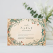 Cartons Réponse Mariage de cadre botanique chaud (Debout devant)