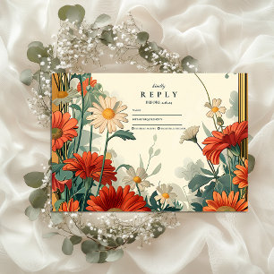 Cartons Réponse Mariage de cadre Fleur sauvage Art Nouveau