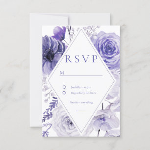 Cartons Réponse Mariage de cadre Floral Indigo