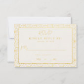 Cartons Réponse Mariage de cadre géométrique Or moderne (Devant)