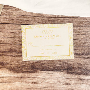 Cartons Réponse Mariage de cadre géométrique Or moderne