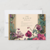 Cartons Réponse Mariage de cadre orchidée Art nouveau (Devant)