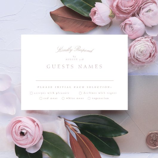 Cartons Réponse Mariage de calligraphie classique rose