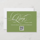 Cartons Réponse Mariage de calligraphie de luxe vert (Devant)