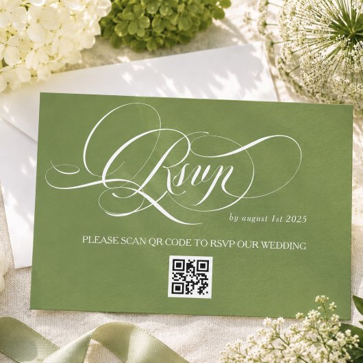 Cartons Réponse Mariage de calligraphie de luxe vert