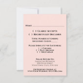 Cartons Réponse Mariage de calligraphie élégant à dentelle rose et (Dos)