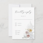 Cartons Réponse Mariage de calligraphie florale délicieuse romanti (Devant)