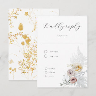 Cartons Réponse Mariage de calligraphie florale délicieuse romanti