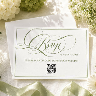 Cartons Réponse Mariage de calligraphie minimal luxe vert