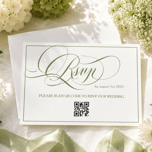Cartons Réponse Mariage de calligraphie minimal luxe vert