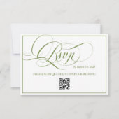 Cartons Réponse Mariage de calligraphie minimal luxe vert (Devant)
