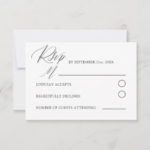 Cartons Réponse Mariage de calligraphie noir et blanc minimal