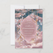 Cartons Réponse Mariage de calligraphie opulent bleu rose (Devant)