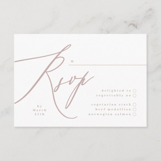 Cartons Réponse Mariage de calligraphie rose moderne (Devant)