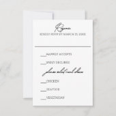 Cartons Réponse Mariage de calligraphie signature (Devant)